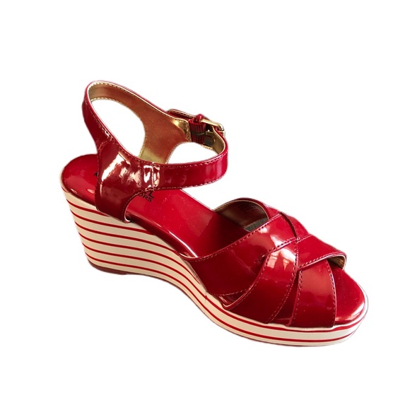 MICHAEL Michael Kors Other - Michael Kors Violet Striped Red Wedge Sandals